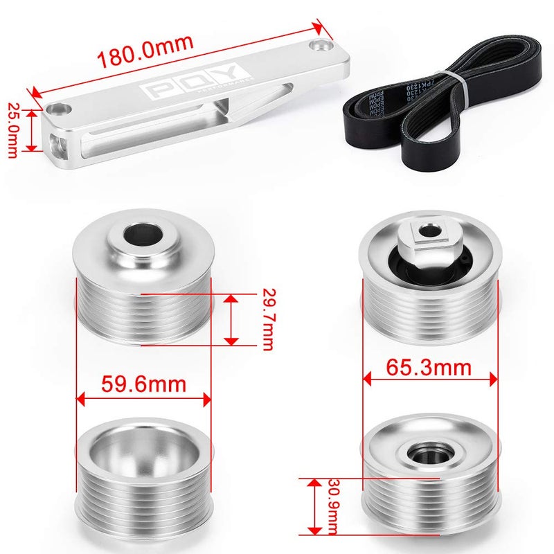 PQY Adjustable EP3 Pulley Kit A/C & P/S Eliminator Kit With Belt Compatible with Honda 8th 9th Civic All K20 and K24 engines - Image 5